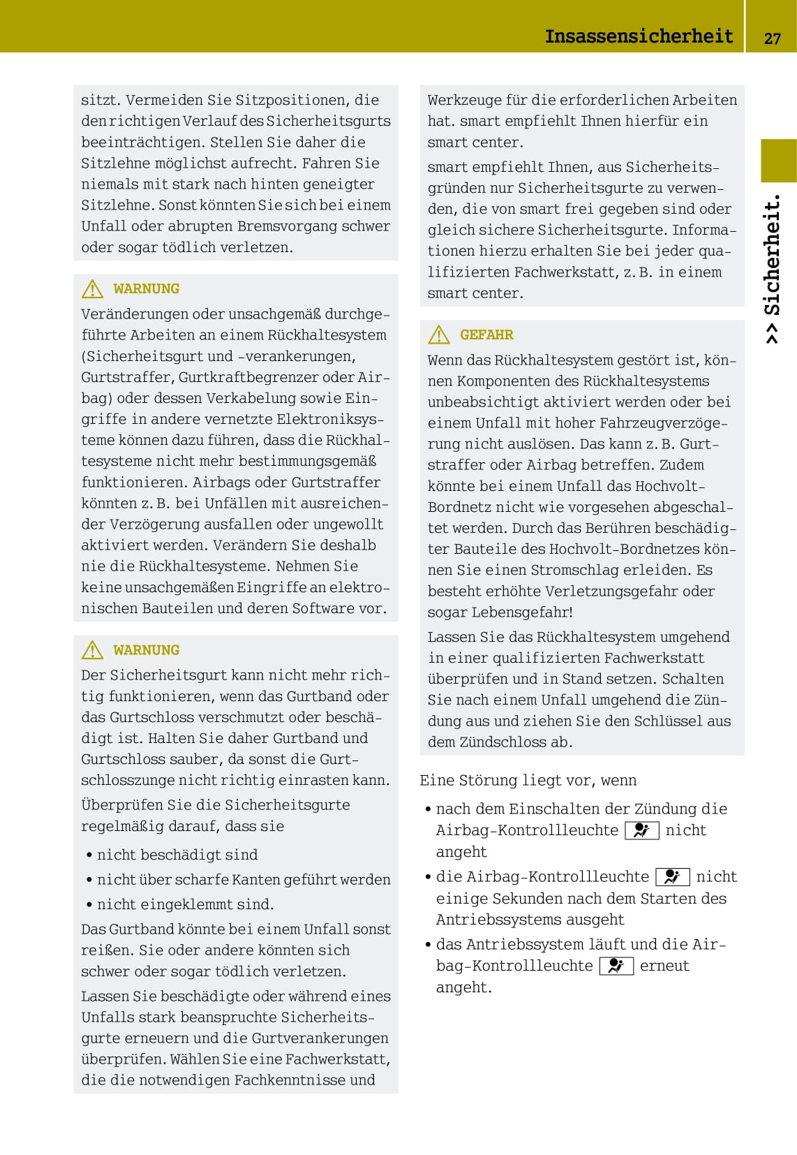2012-2016 Smart Fortwo Owner's Manual | German