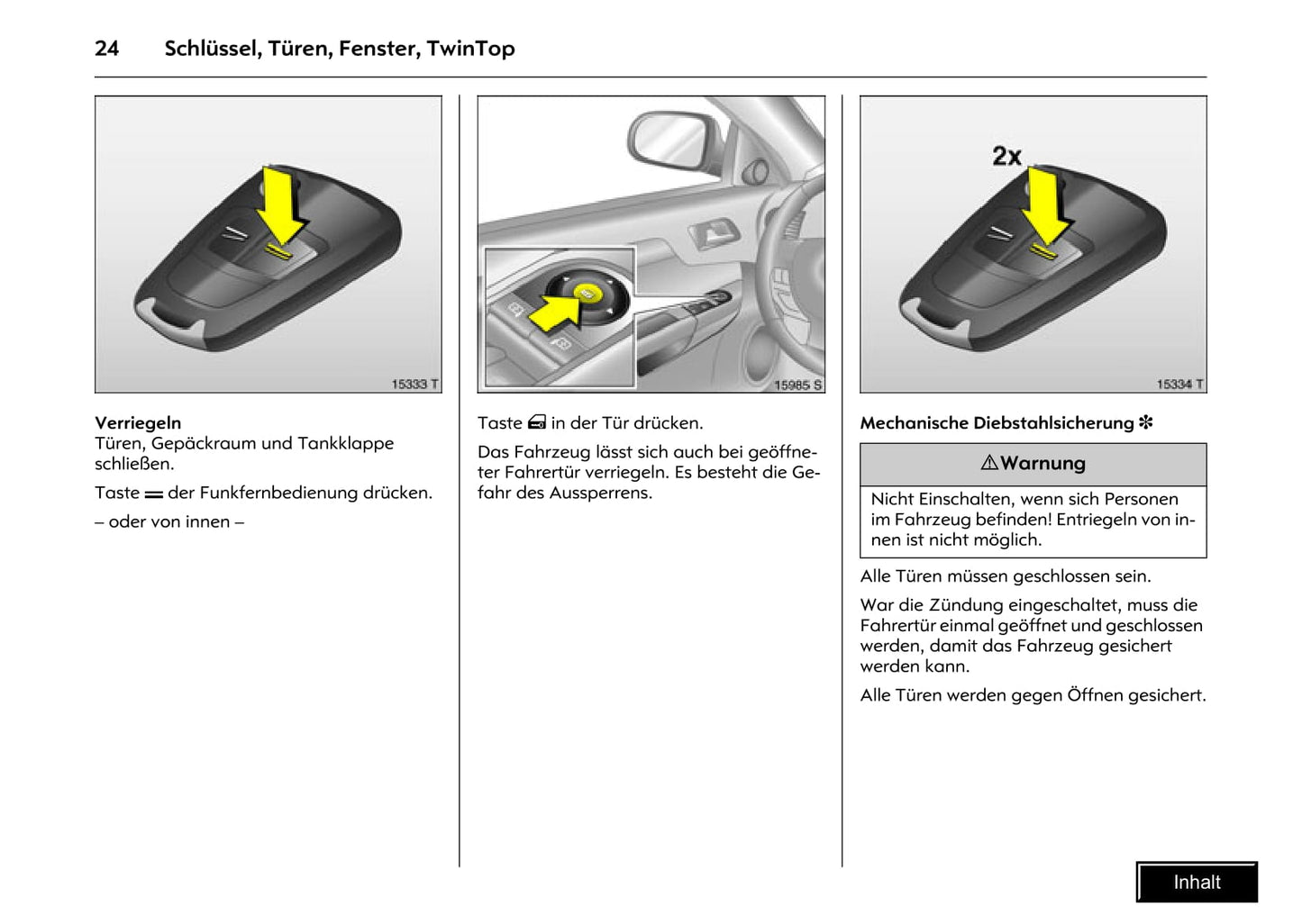 2008-2010 Opel Tigra Twin Top Bedienungsanleitung | Deutsch