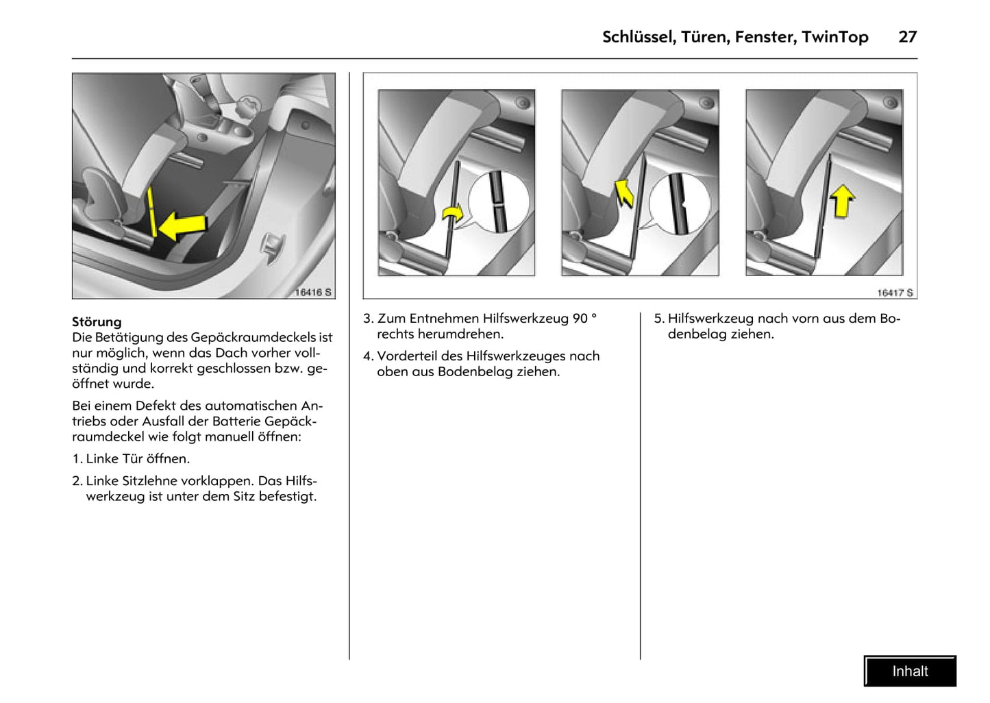 2008-2010 Opel Tigra Twin Top Bedienungsanleitung | Deutsch