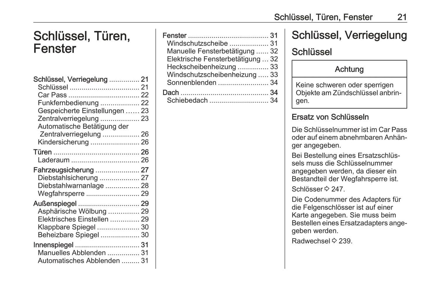 2016-2017 Opel Corsa Owner's Manual | German