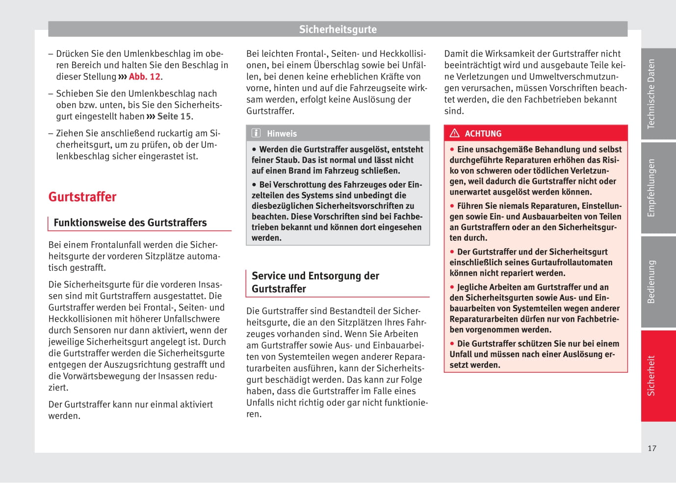 2014-2015 Seat Altea XL Owner's Manual | German