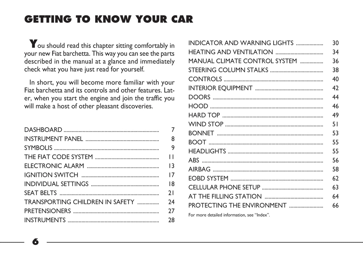 2003-2004 Fiat Barchetta Owner's Manual | English