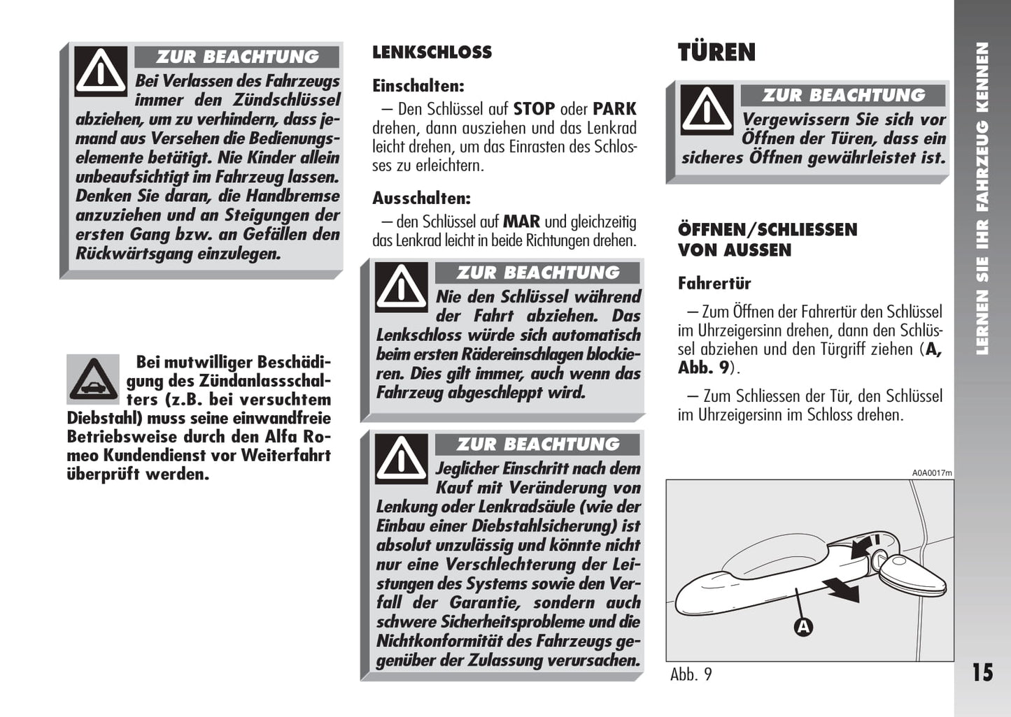 2007-2010 Alfa Romeo 147 Owner's Manual | German