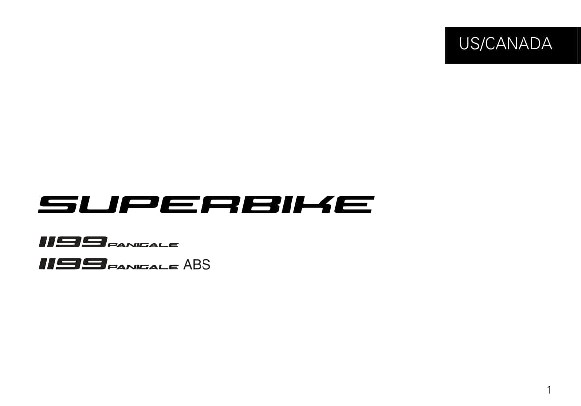 2012 Ducati Superbike Owner's Manual | English