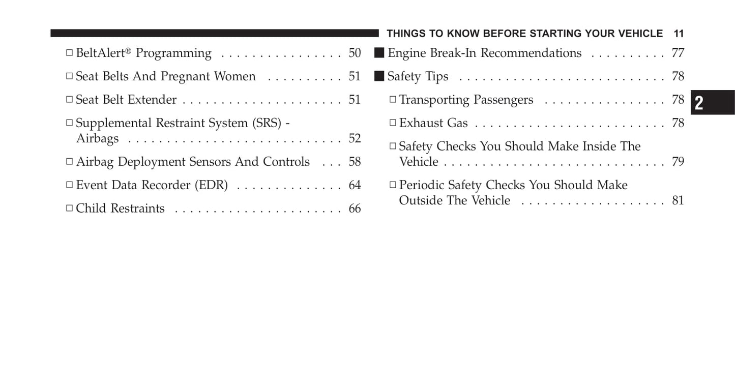 2007-2011 Chrysler Sebring Owner's Manual | English