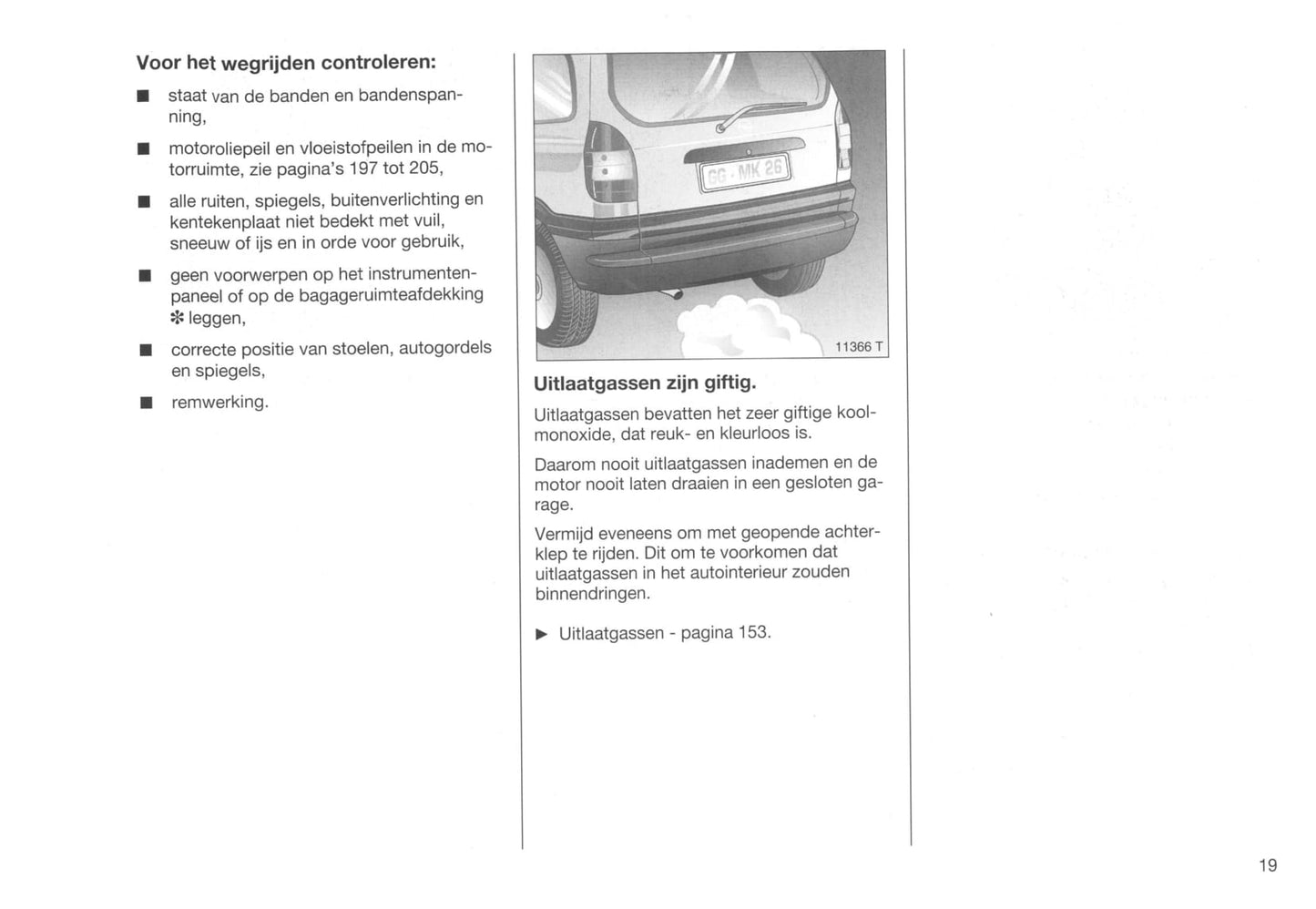 1999-2001 Opel Zafira Owner's Manual | Dutch