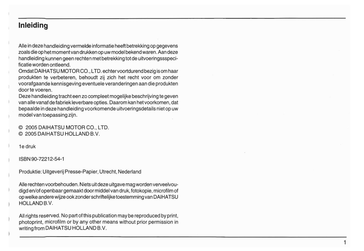 2005-2012 Daihatsu Sirion Bedienungsanleitung | Niederländisch