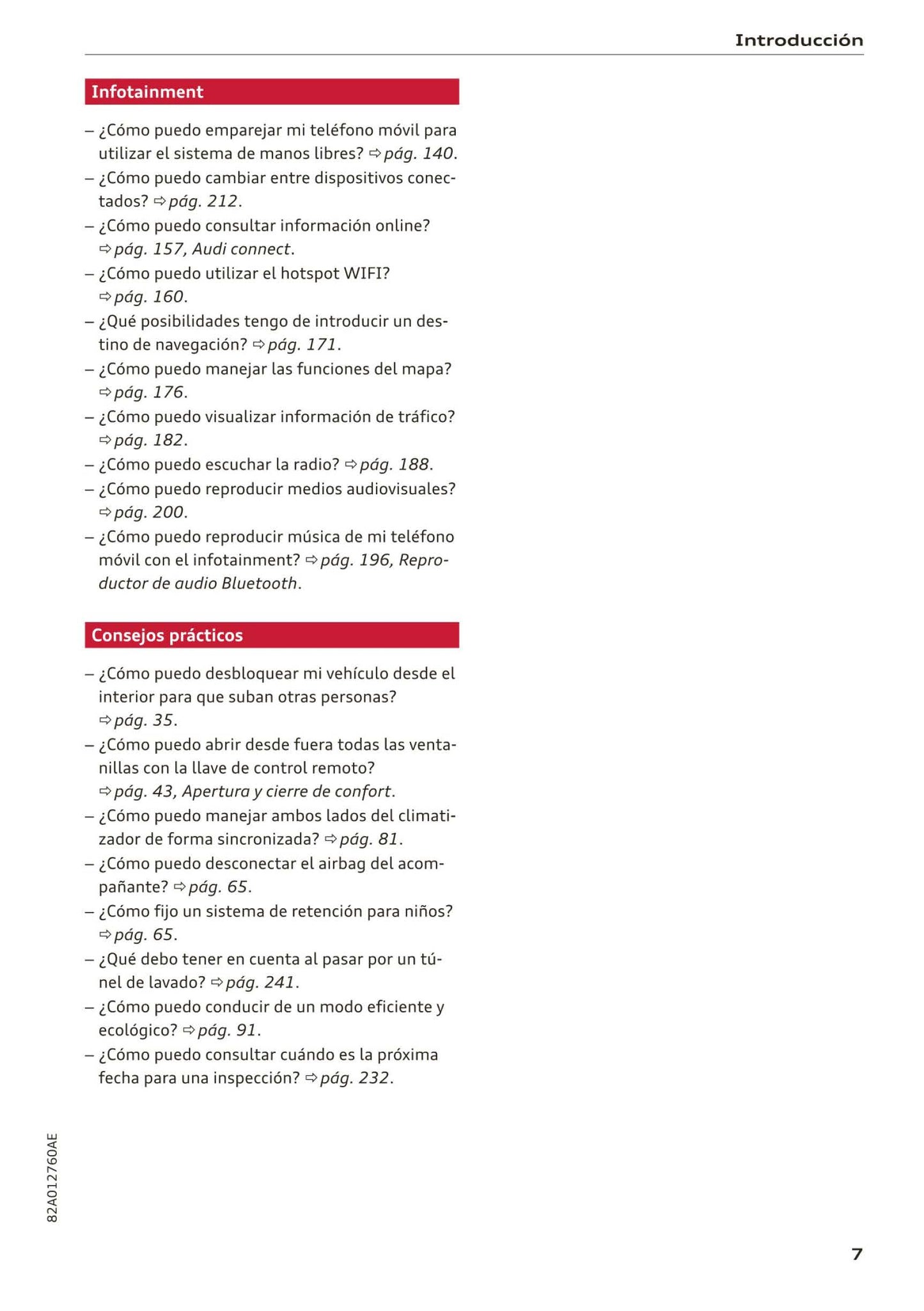 2018-2023 Audi A1 Sportback/A1 citycarver Owner's Manual | Spanish