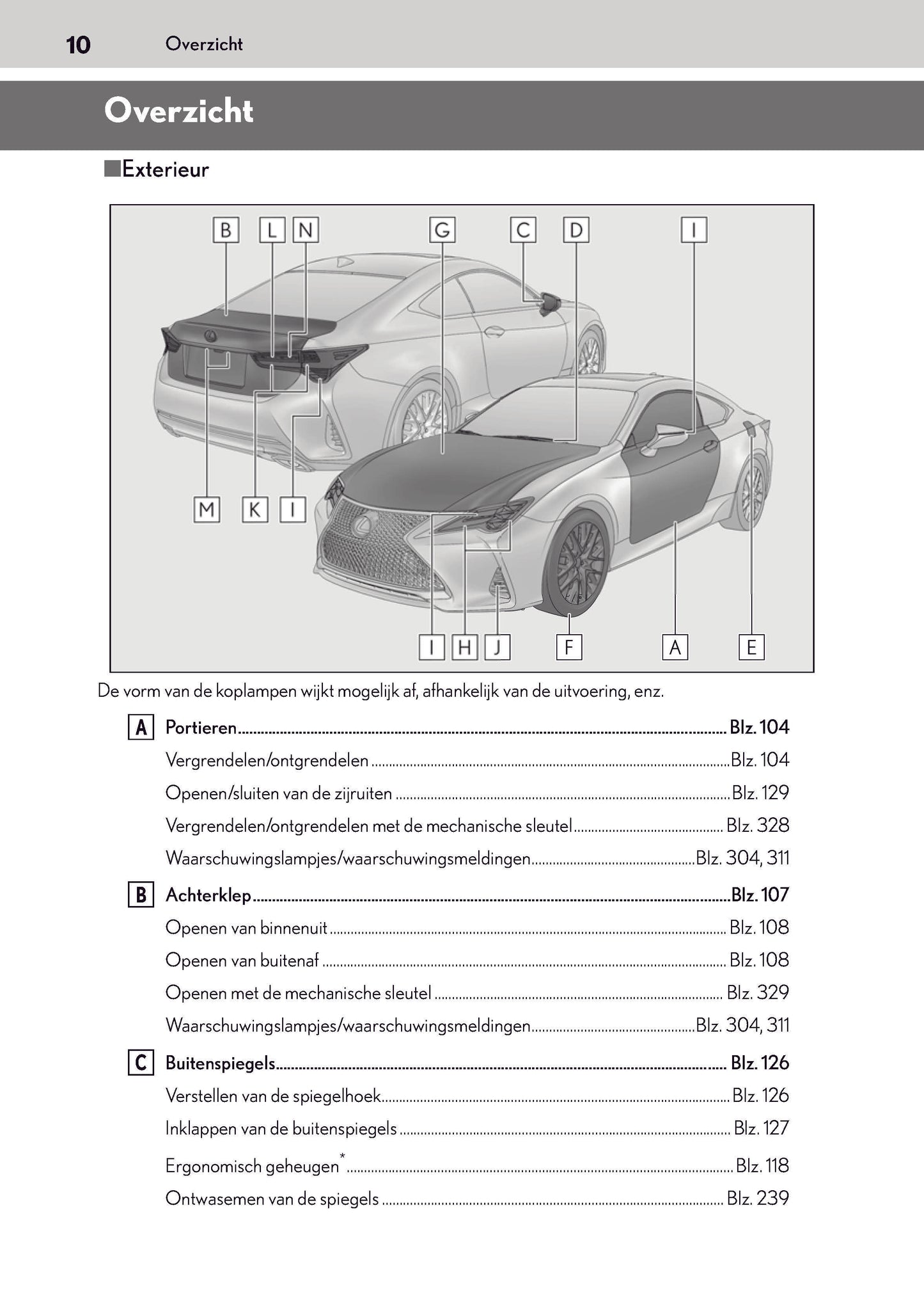 2019-2020 Lexus RC 300h Bedienungsanleitung | Niederländisch