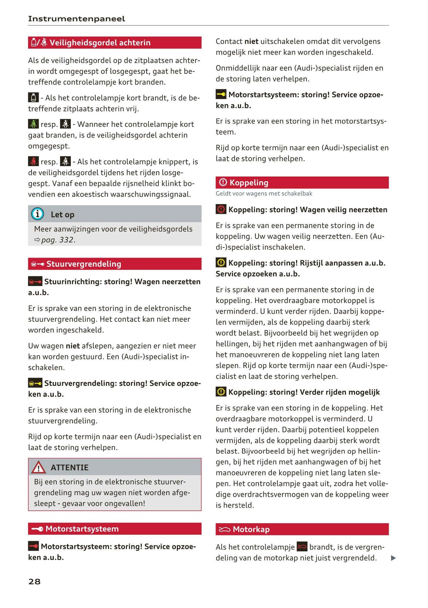 2018-2019 Audi A4/RS 4/S4 Owner's Manual | Dutch