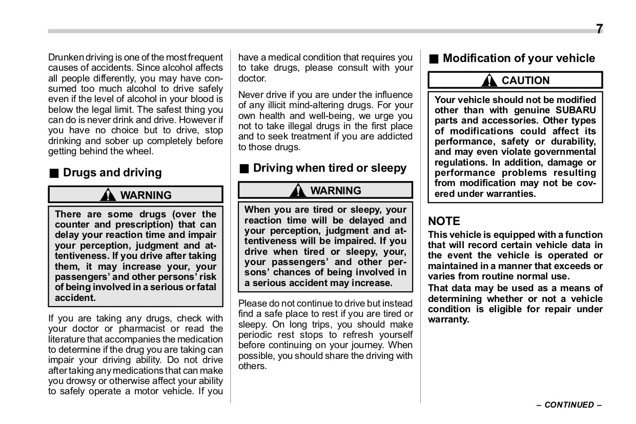 2018 Subaru WRX Owner's Manual | English