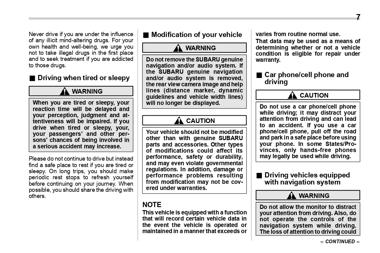 2021 Subaru WRX Owner's Manual | English