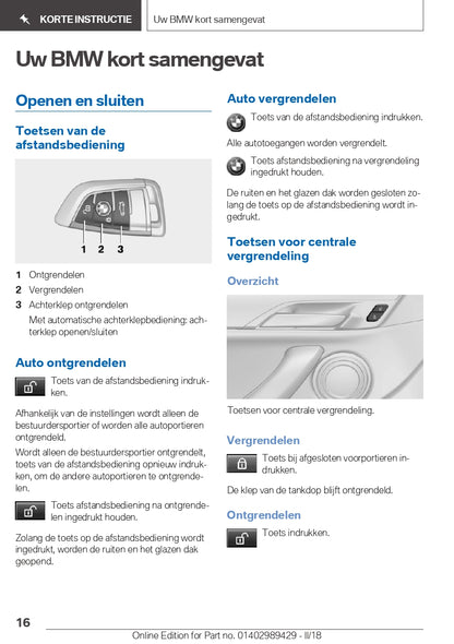 2018 BMW X2 Owner's Manual | Dutch