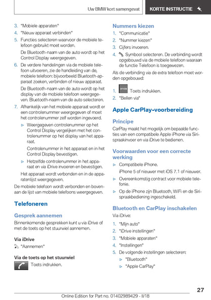 2018 BMW X2 Owner's Manual | Dutch