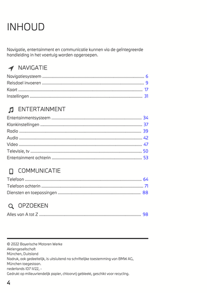 2022 BMW Navigation, Entertainment, Communication Manual | Dutch