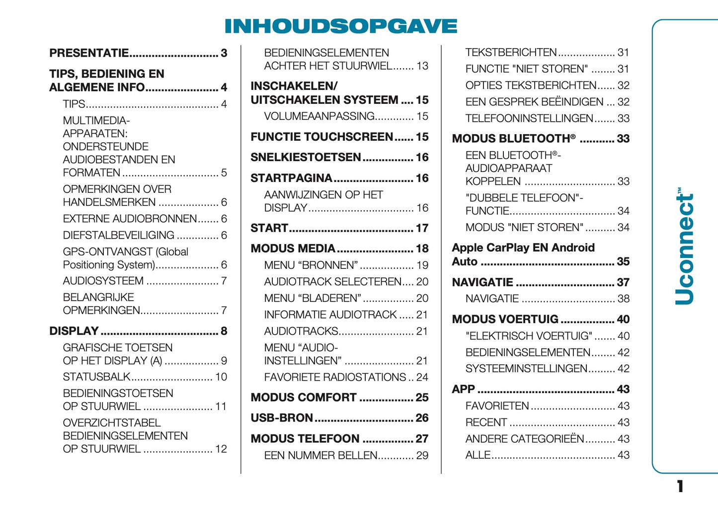 2021-2022 Fiat 500e Uconnect Infotainment Manual | Dutch