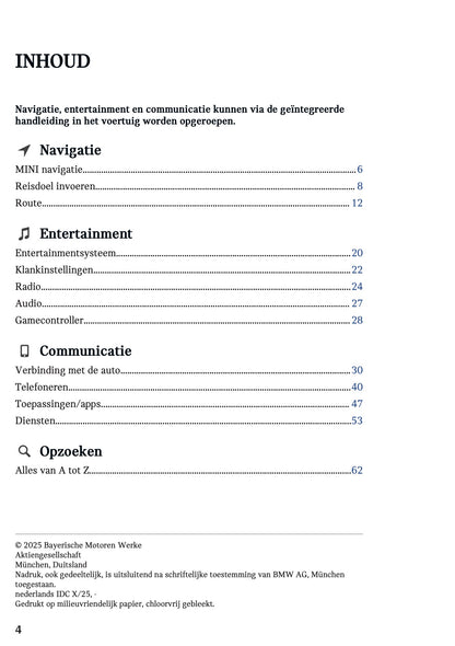 2025-2026 Mini Cooper Infotainment Manual | Dutch