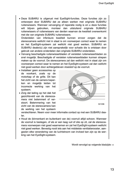 2019 Subaru XV EyeSight Supplement Manual | Dutch