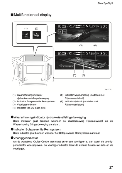 2019 Subaru XV EyeSight Supplement Manual | Dutch