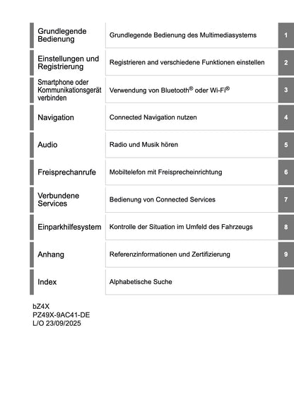 2025-2026 Toyota bZ4X Navigation Manual | German