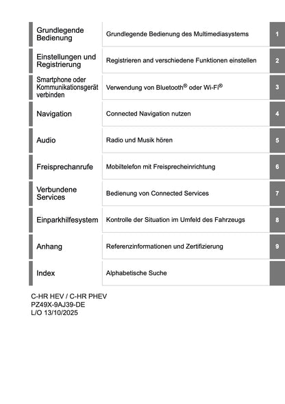 2025-2026 Toyota C-HR HEV/PHEV Navigation Anleitung | Deutsch