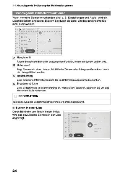 2025 Toyota Yaris Cross Hybrid Navigation Anleitung | Deutsch