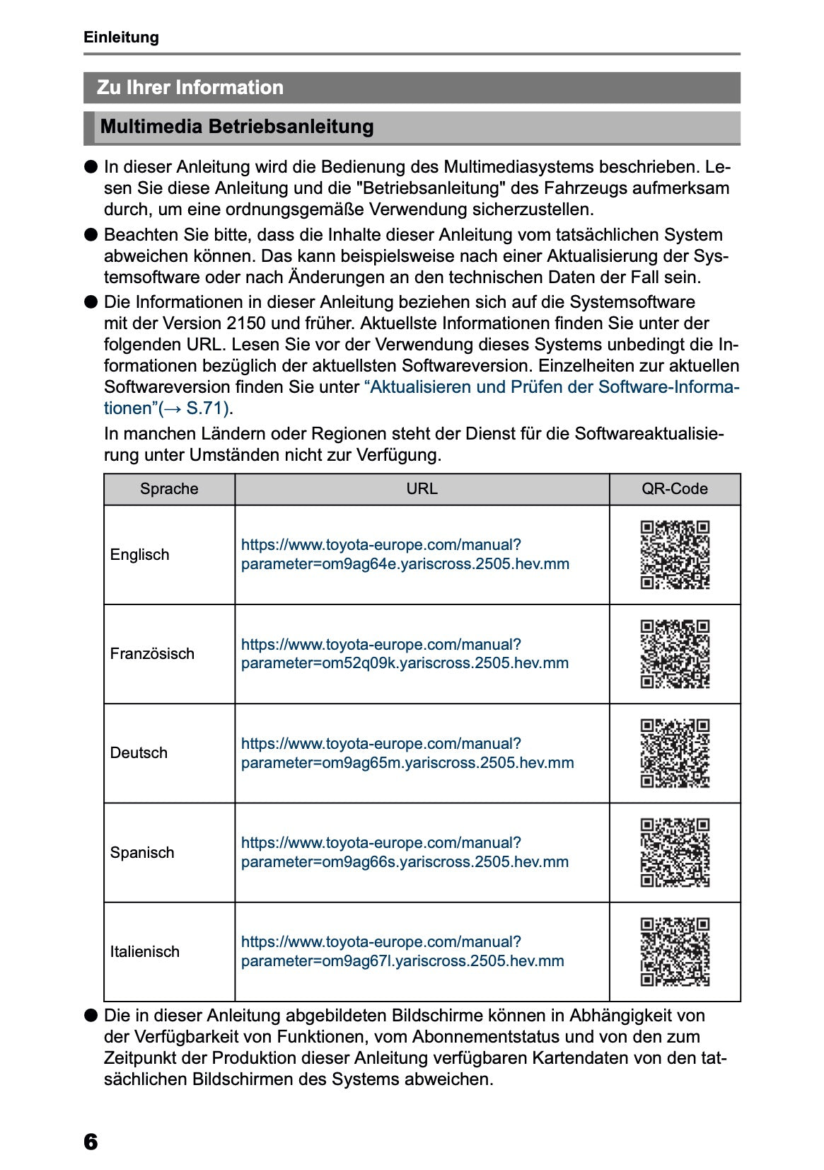 2025 Toyota Yaris Cross Hybrid Navigation Anleitung | Deutsch