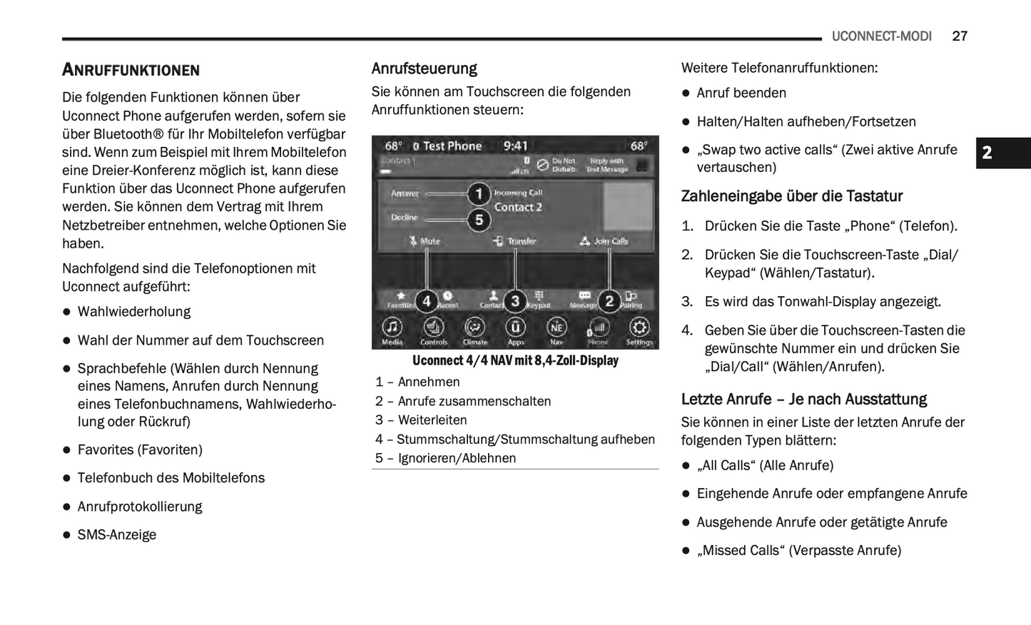 2020-2021 Uconnect Radio 4C/4C Nav Display 8.4" Infotainment Anleitung | Deutsch