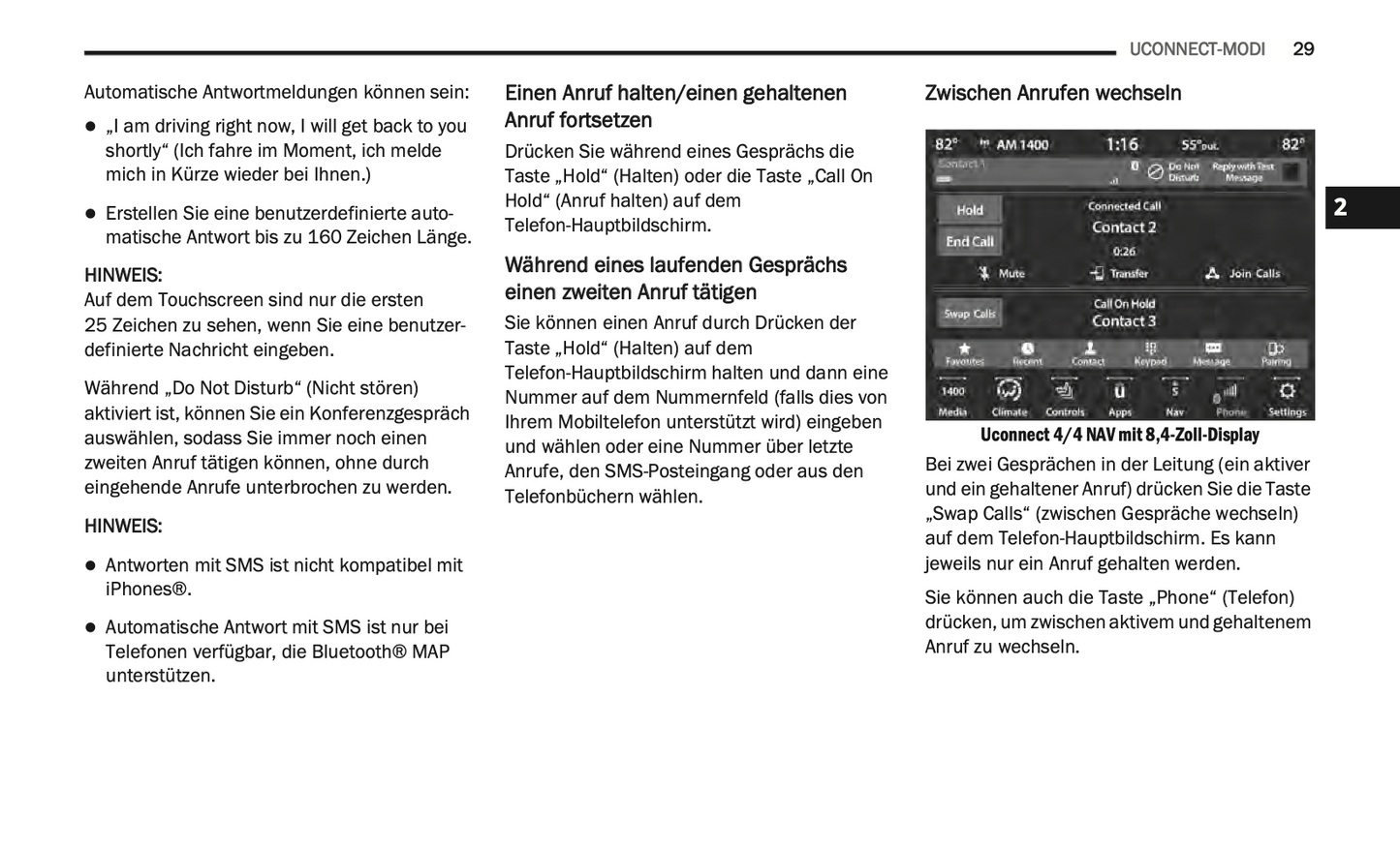 2020-2021 Uconnect Radio 4C/4C Nav Display 8.4" Infotainment Anleitung | Deutsch