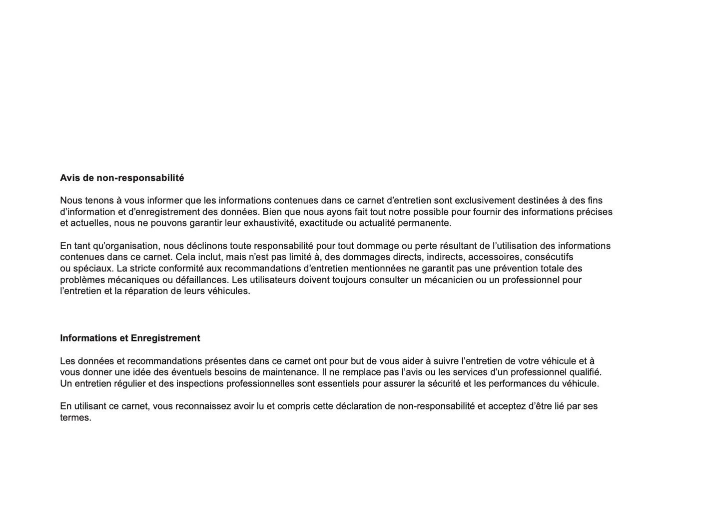 Dacia Maintenance Book | French