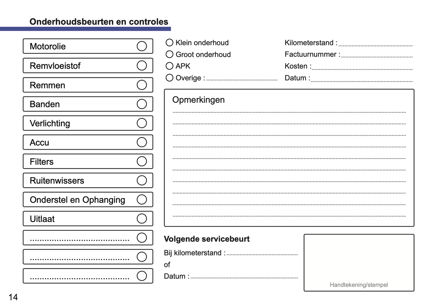 Dacia Maintenance Book | Dutch