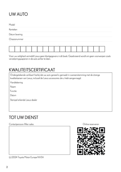 2024 Lexus Maintenance Book | Dutch