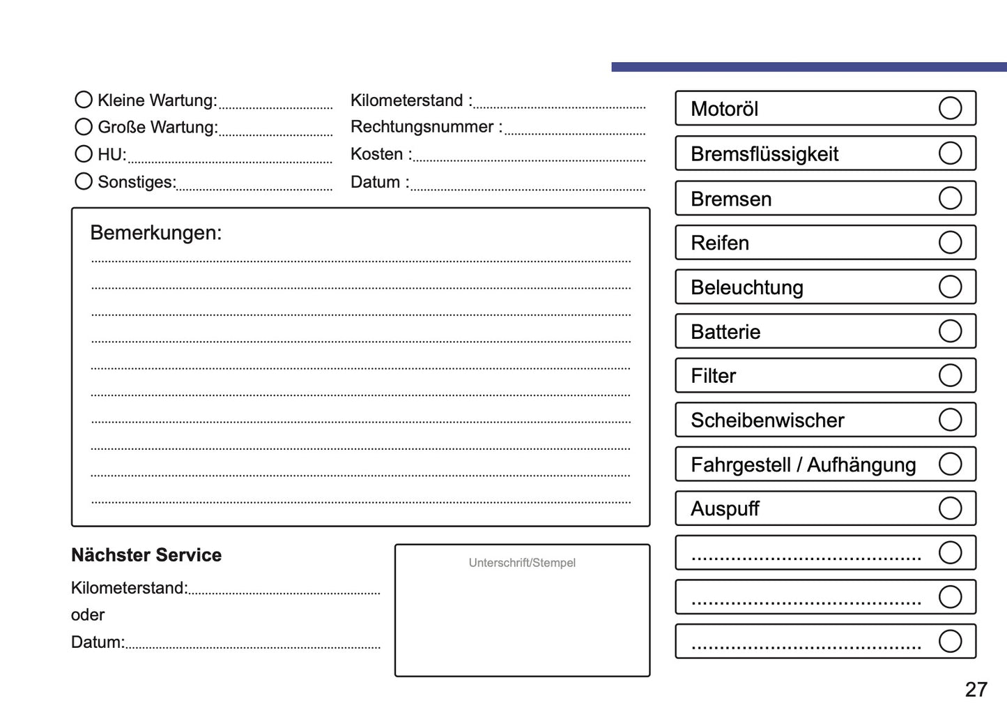 Serviceheft Land Rover | Deutsch