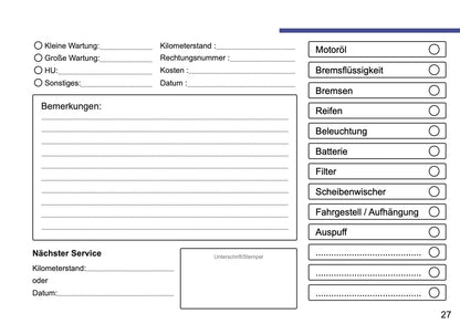 Serviceheft Mini | Deutsch