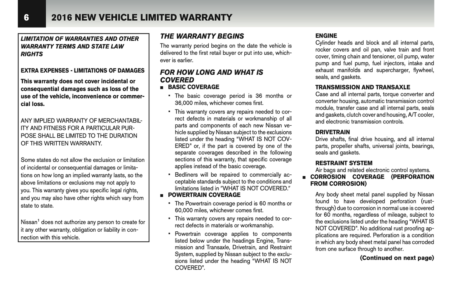 2016 Nissan GT-R Warranty Information Booklet Supplement Manual | English