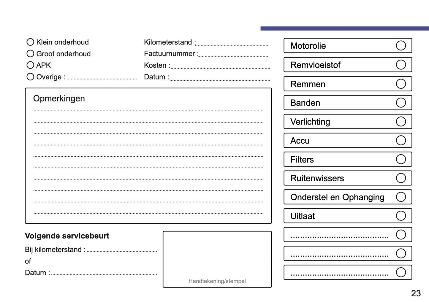 Peugeot Maintenance Book | Dutch
