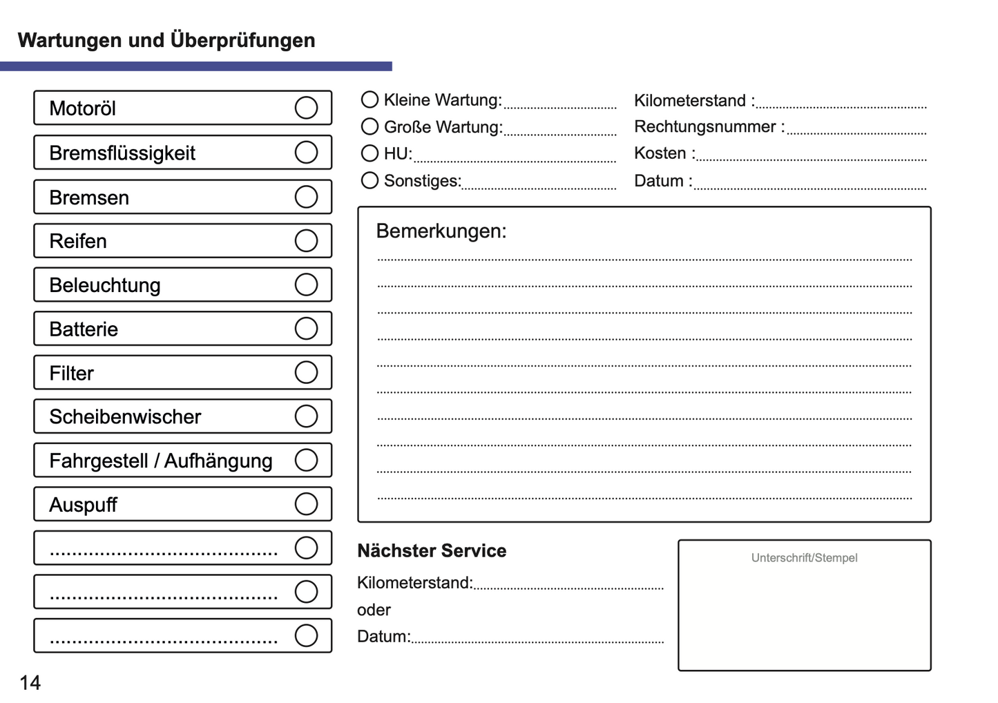 Serviceheft Renault | Deutsch