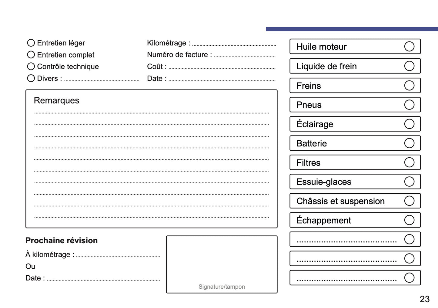 Volvo Maintenance Book | French