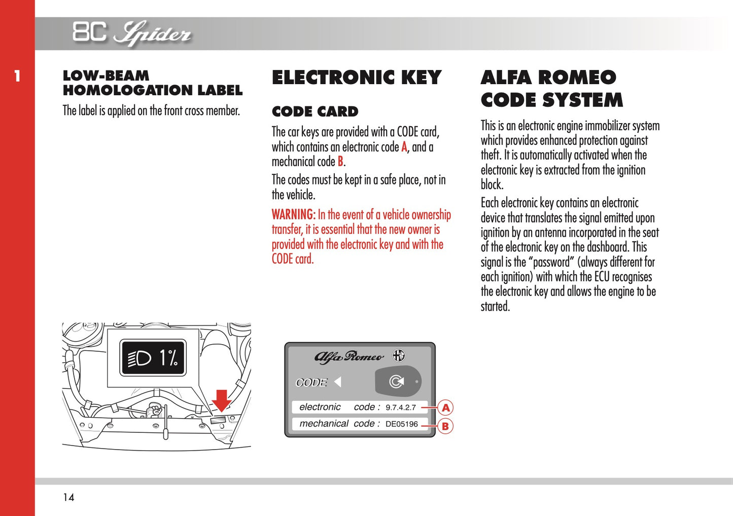 2009-2010 Alfa Romeo 8C Spider Owner's Manual | English