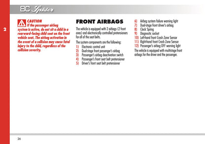 2009-2010 Alfa Romeo 8C Spider Owner's Manual | English