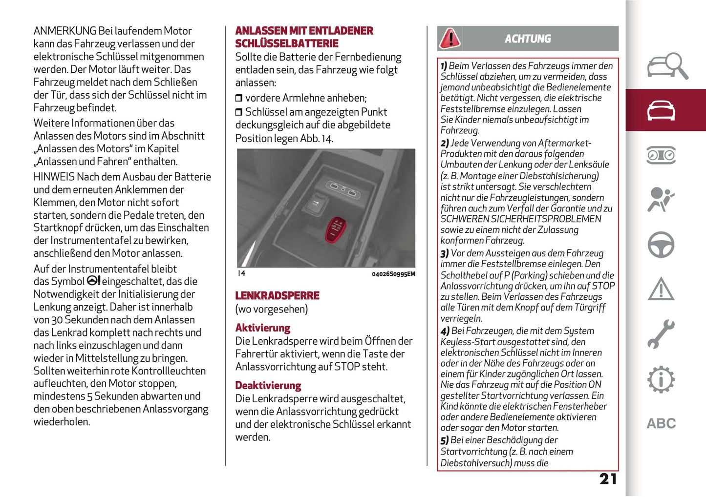 2020-2021 Alfa Romeo Giulia Bedienungsanleitung | Deutsch