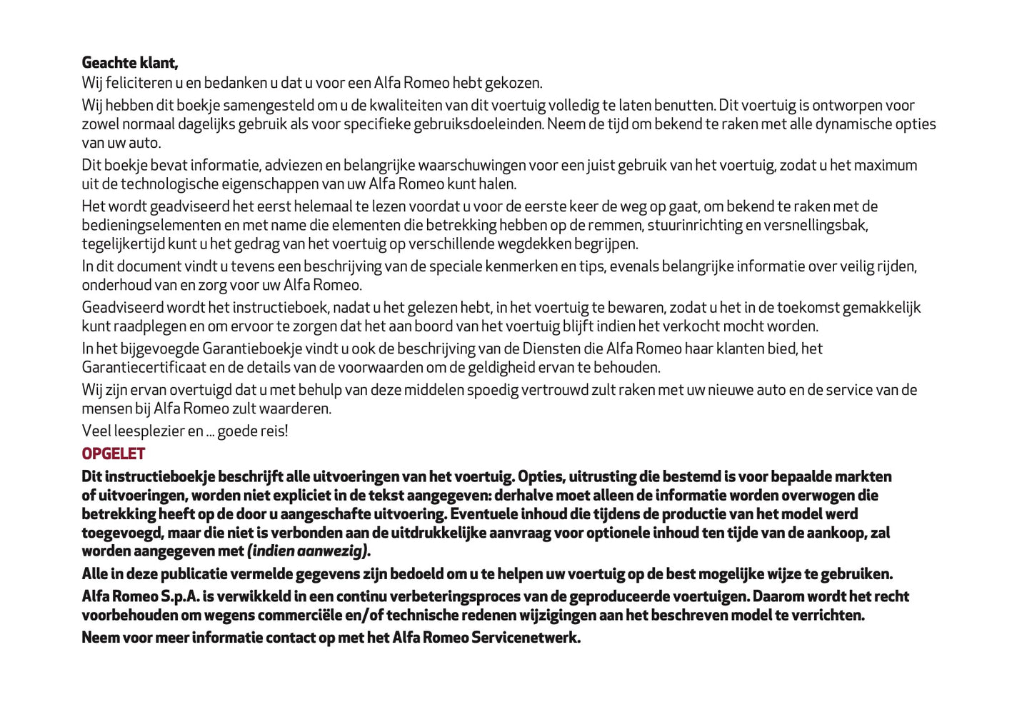 2020 Alfa Romeo Giulia Owner's Manual | Dutch