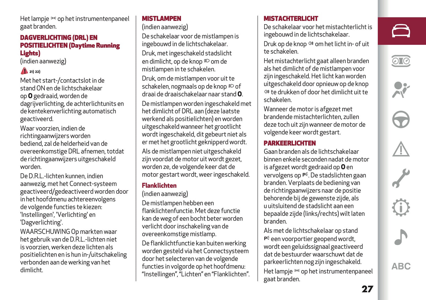 2020-2021 Alfa Romeo Giulia Owner's Manual | Dutch