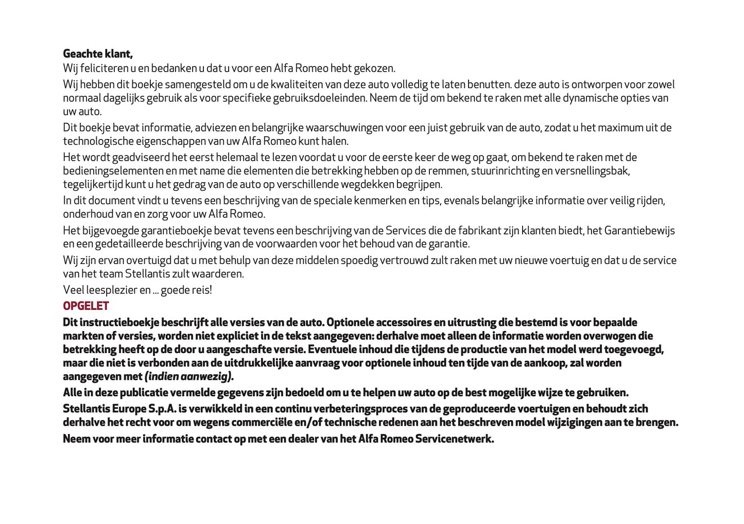 2023 Alfa Romeo Giulia Owner's Manual | Dutch