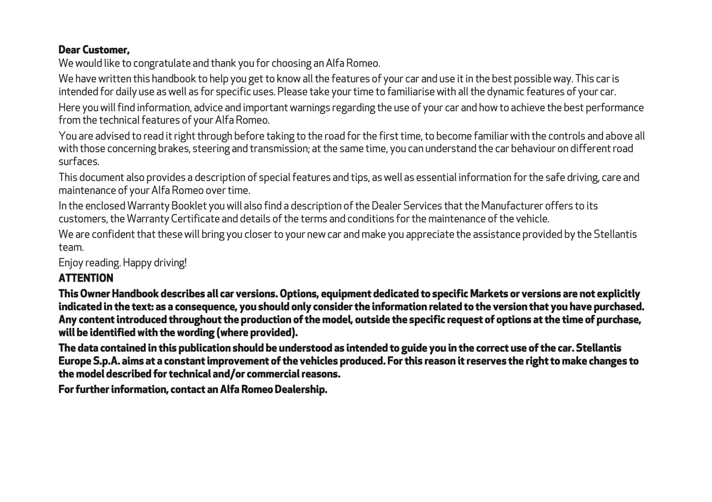 2026 Alfa Romeo Junior Owner's Manual | English