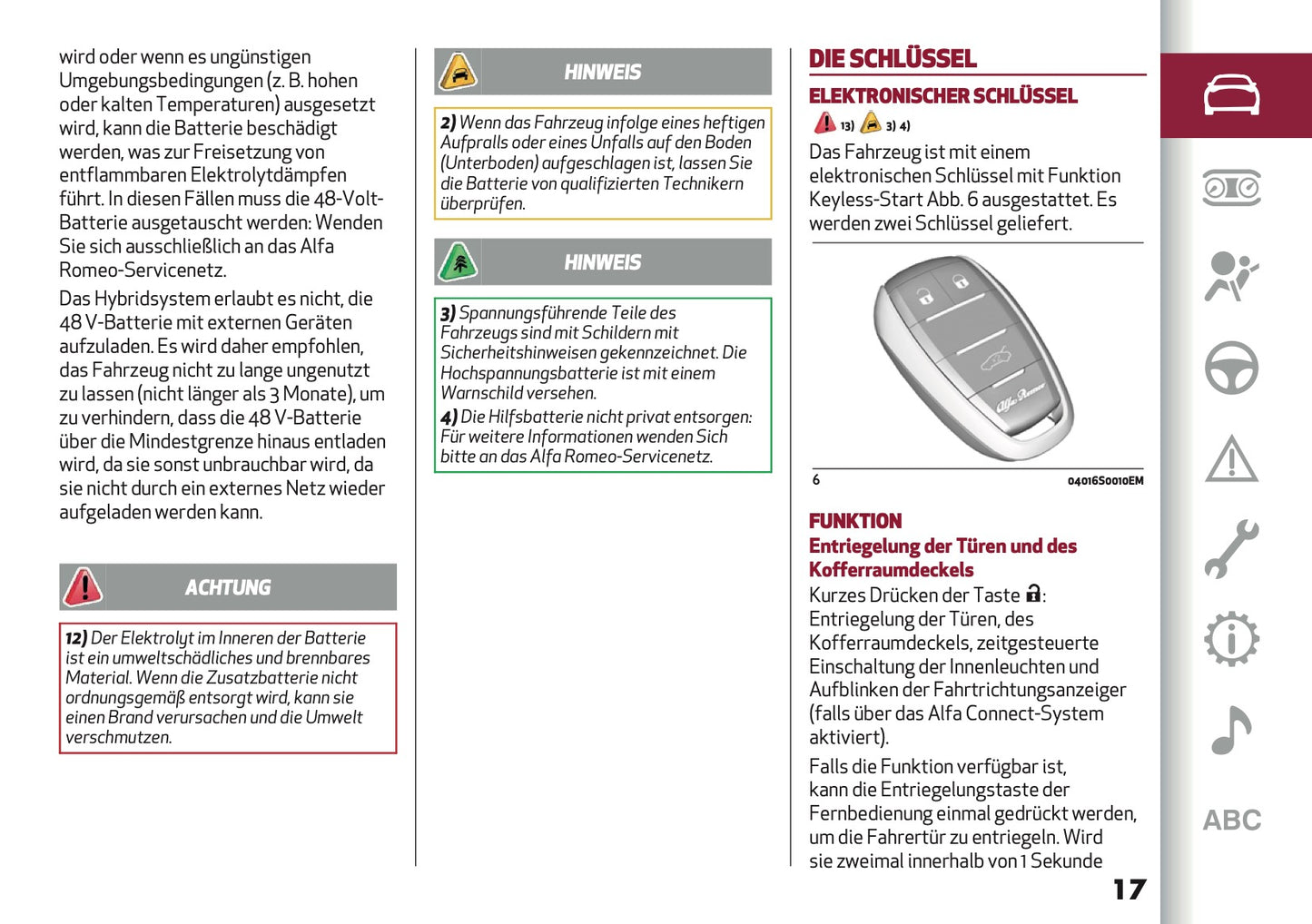 2024-2025 Alfa Romeo Tonale Bedienungsanleitung | Deutsch