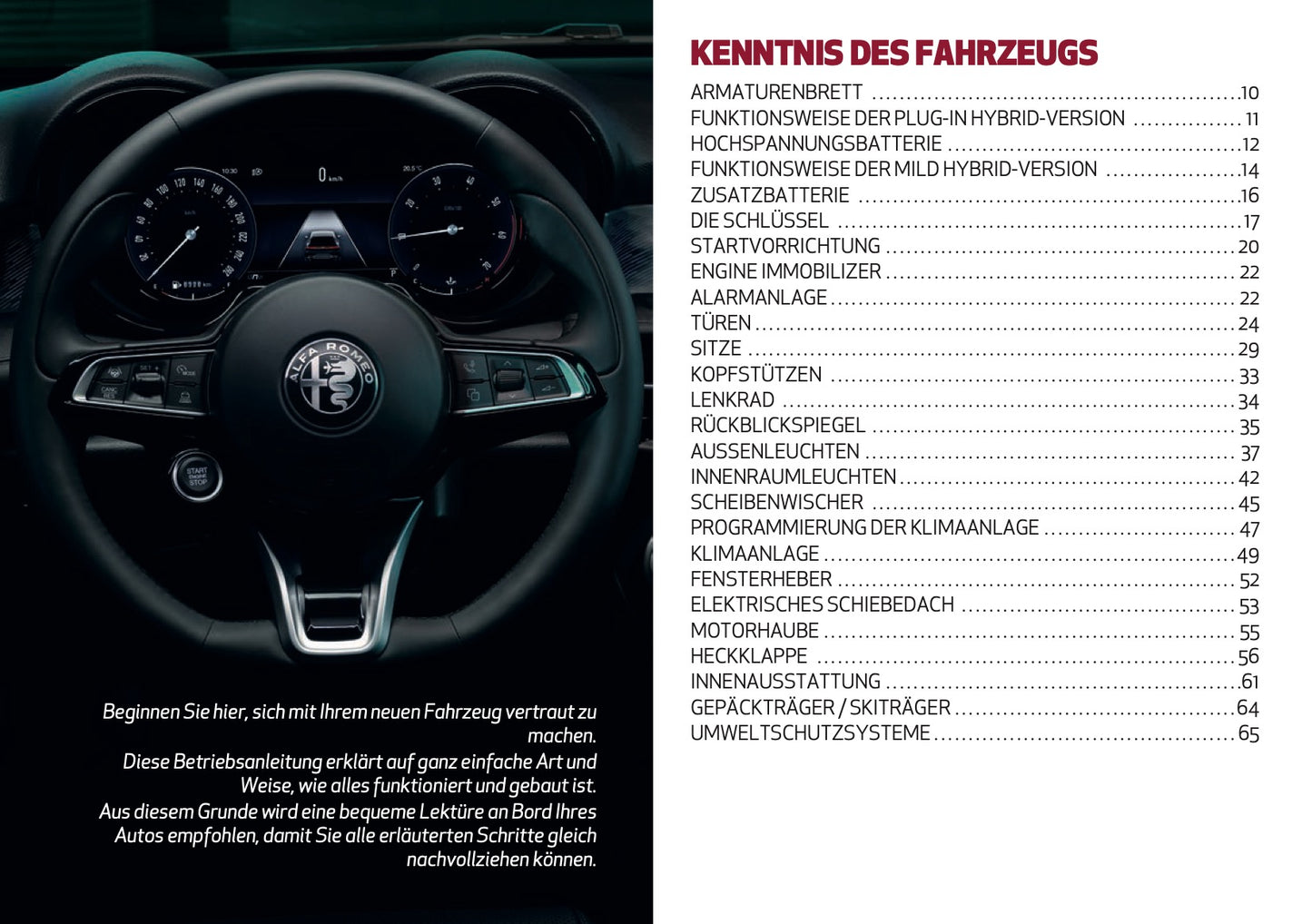 2024-2025 Alfa Romeo Tonale Bedienungsanleitung | Deutsch