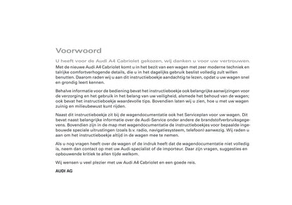 2007-2008 Audi A4 Cabriolet Owner's Manual | Dutch