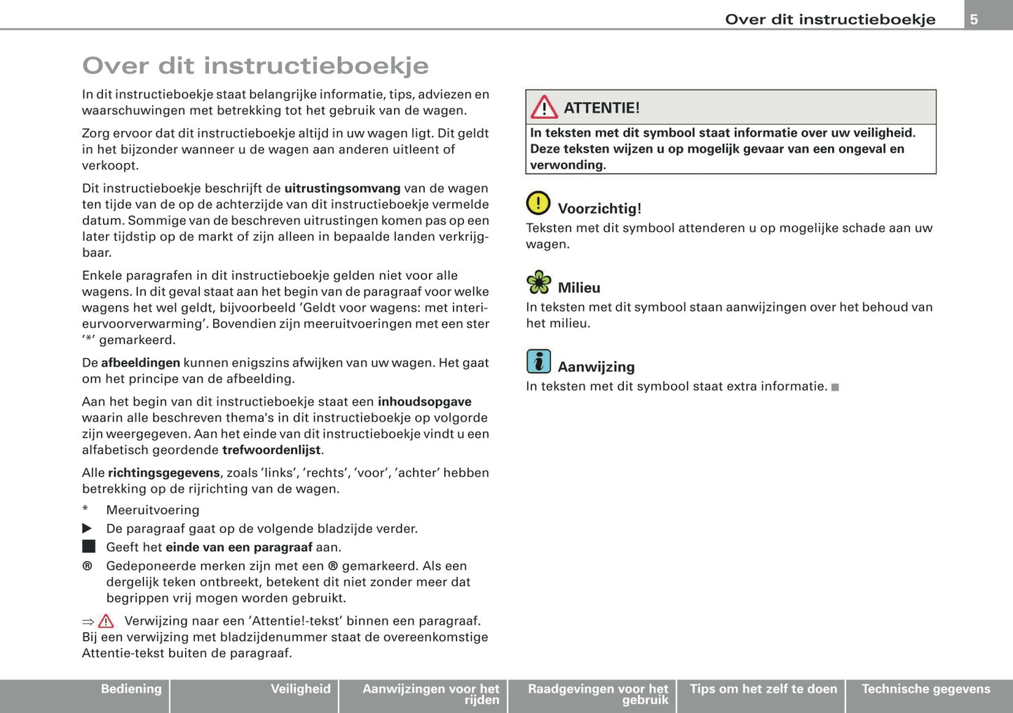 2007-2008 Audi A4 Cabriolet Owner's Manual | Dutch