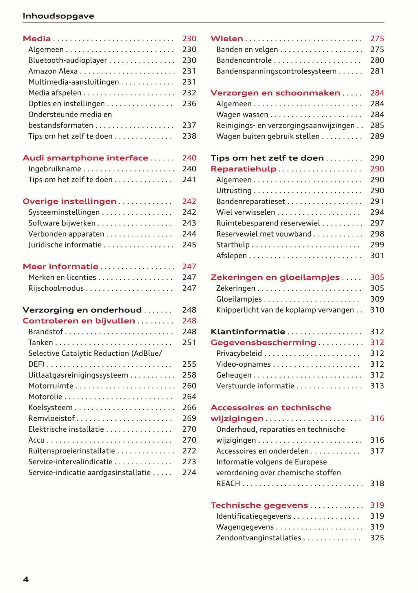 2021 Audi A4/S4/RS 4 Owner's Manual | Dutch